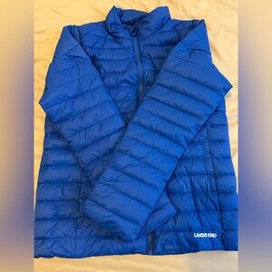 Lands' End Royal Blue puffer Jacket boys xl husky nwt